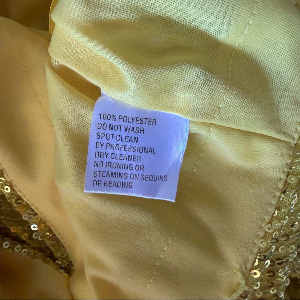 Mac Duggal Yellow Gold Sequin Cutout Twist Sheath Dress 4 Graduation Wedding - Picture 7 of 14